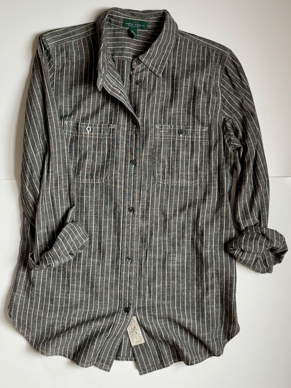 Lauren Ralph Lauren Striped Button-Down Shirt Women’s Size Small 100% Cotton